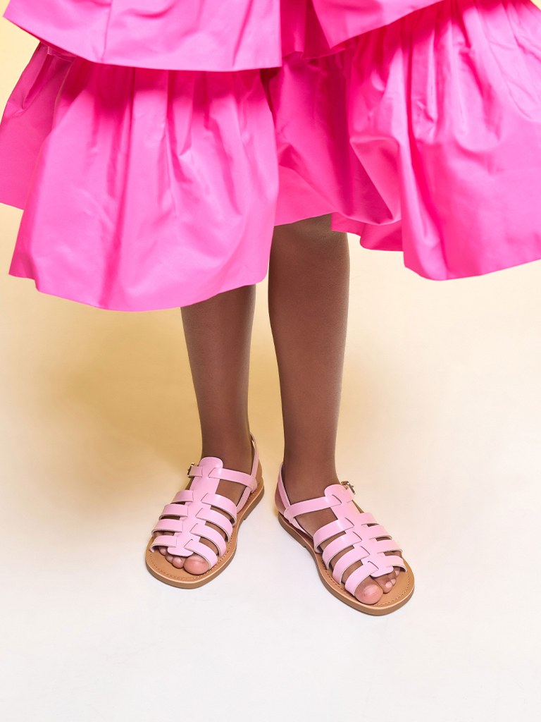 Girls’ caged sandals in light pink - CHARLES & KEITH