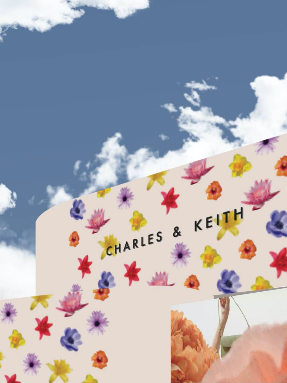 CHARLES & KEITH’s floral print digital pop-up booth at Metaverse Fashion Week 2022 (close up)