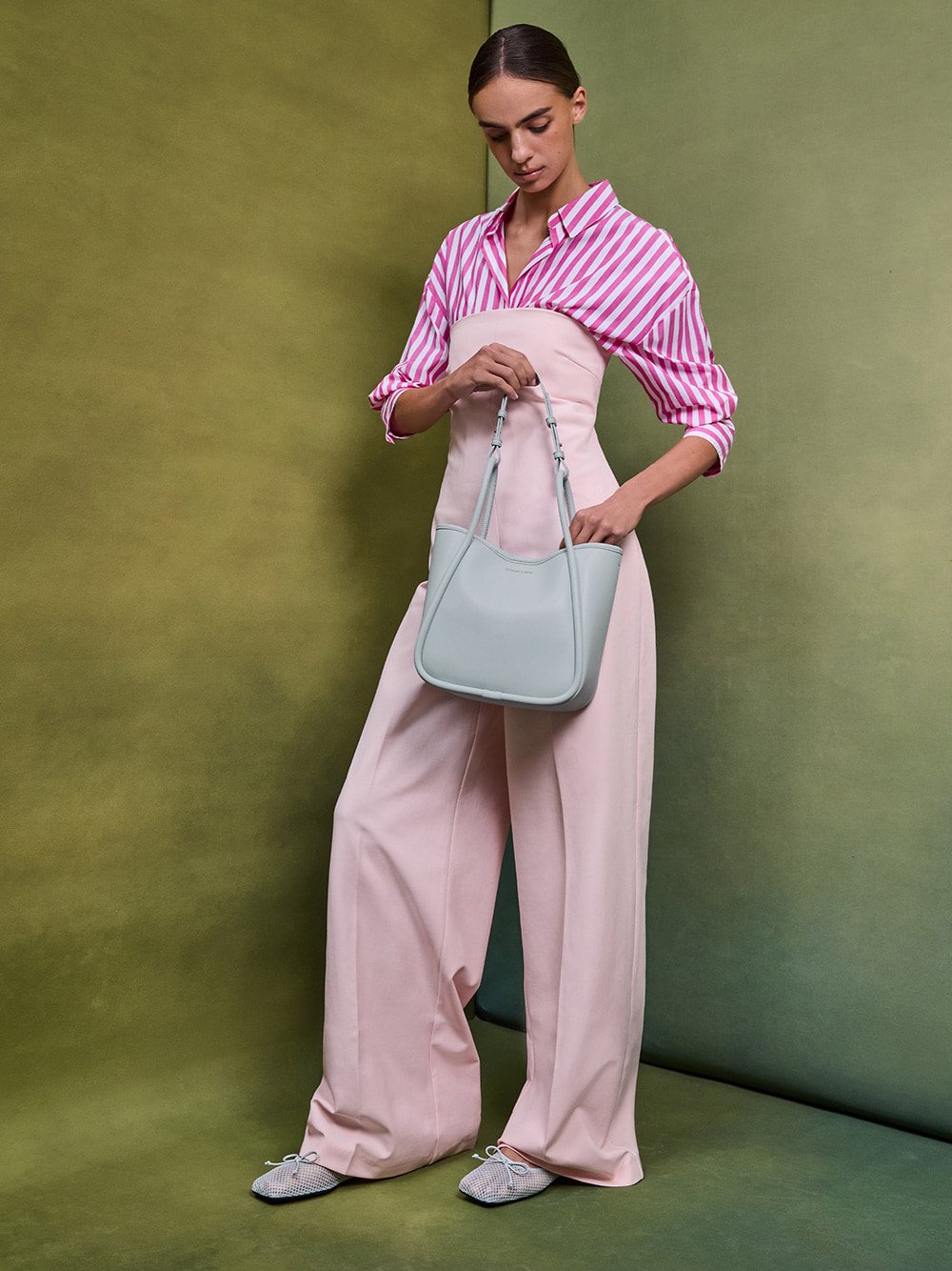 Mini Lyla Tubular Tote Bag in sea salt blue - CHARLES & KEITH