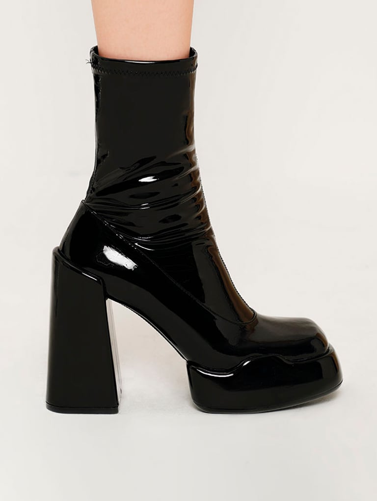 Women’s Lula patent block heel boots  - CHARLES & KEITH