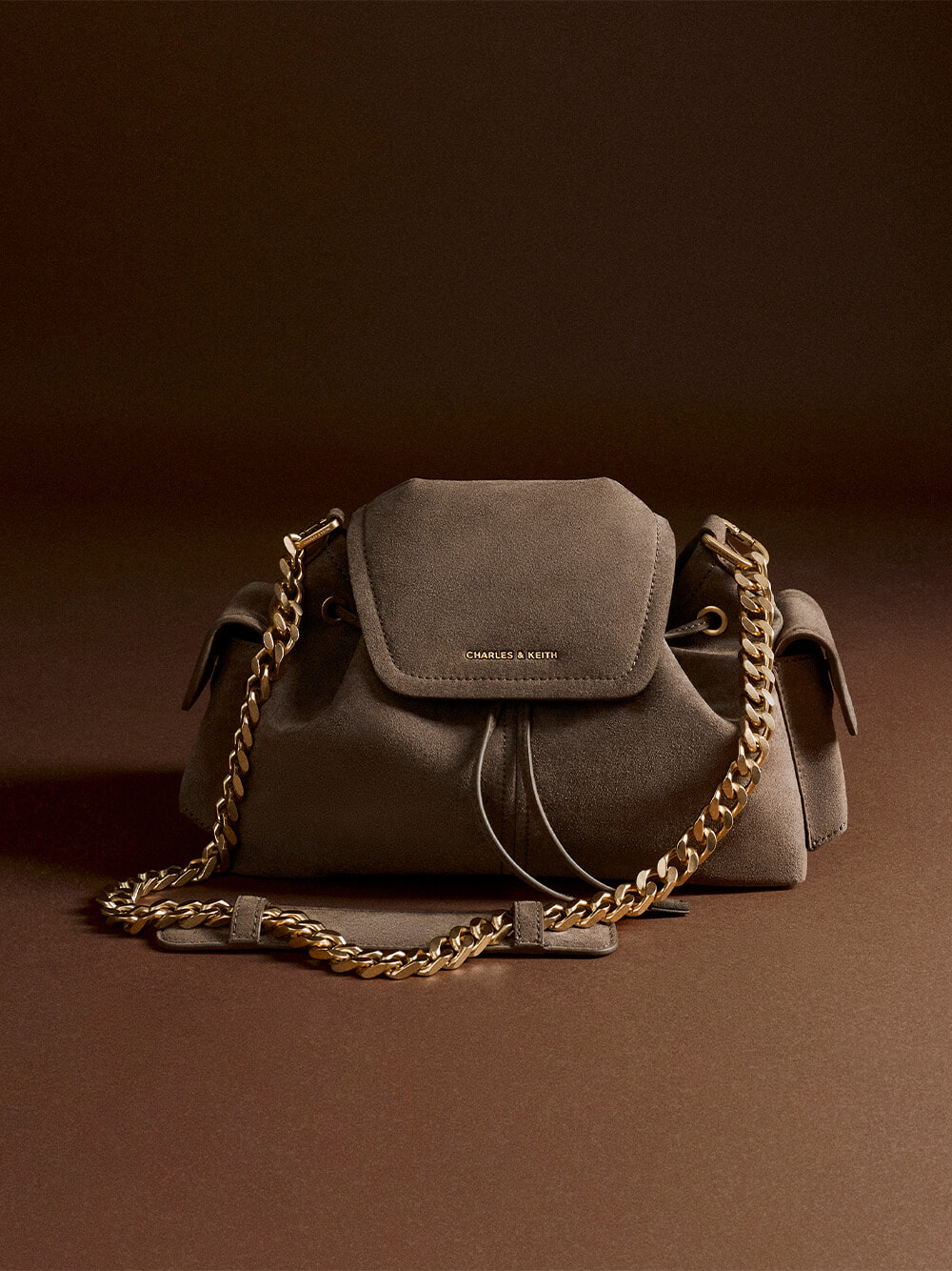 Noane Side-Pocket Bucket Bag in stone grey - CHARLES & KEITH