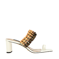 LEATHER BEADED HEELED SANDALS