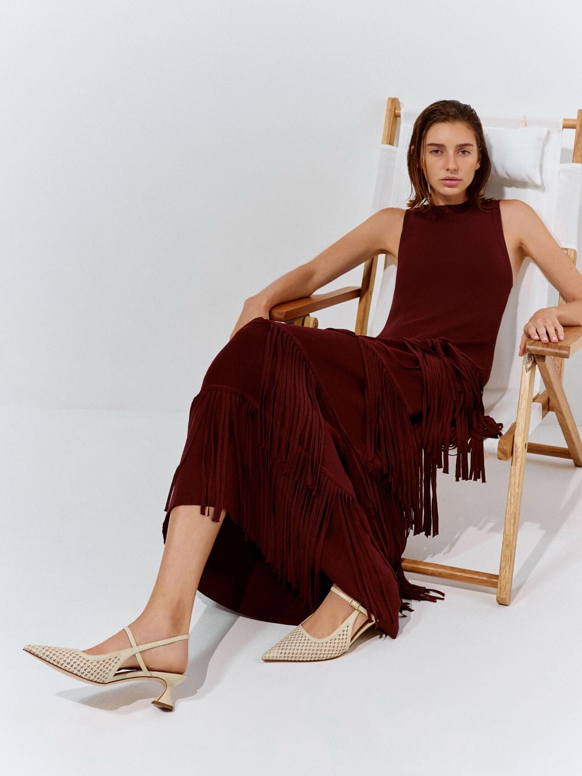Beige Raffia Sculptural-Heel Slingback Pumps - Beige-  CHARLES & KEITH