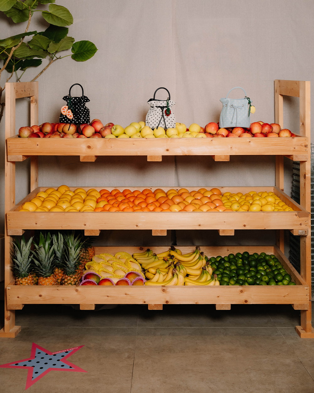 Hazel Polka-Dot Bow Bucket Bag in noir, cream and sea salt blue - CHARLES & KEITH