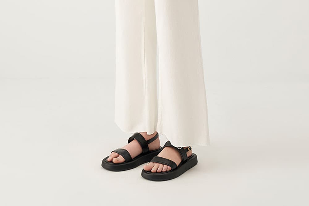 Open Toe Slingback Platform Sandals, Black