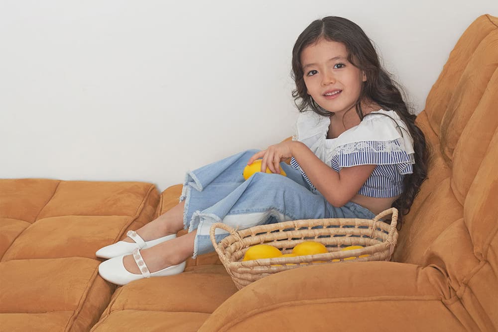 Girls' Flower-Embellished Mary Janes, White