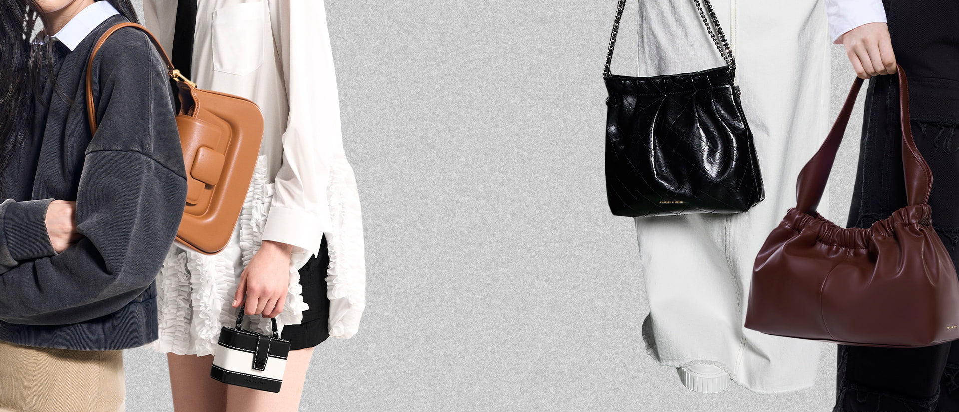 Women’s Duo double chain hobo bag in noir - CHARLES & KEITH