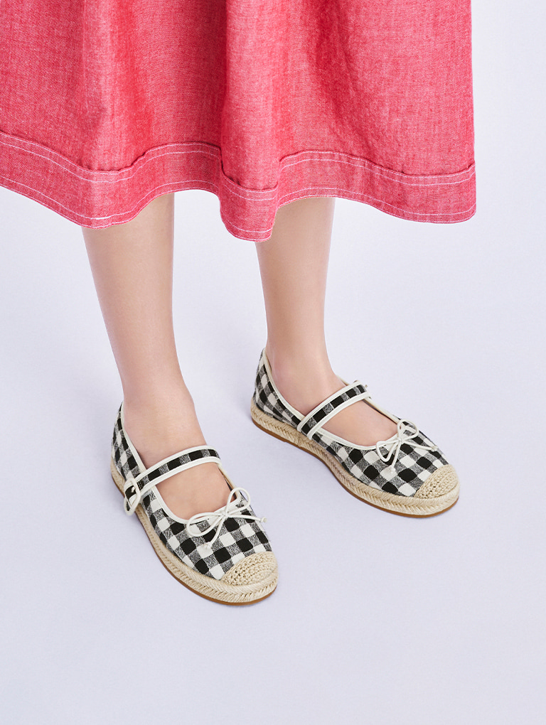 Girls’ gingham bow espadrilles - CHARLES & KEITH