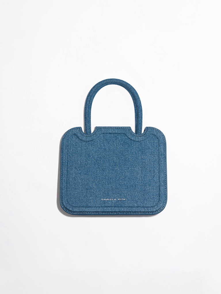 Perline Denim Elongated Tote Bag - CHARLES & KEITH