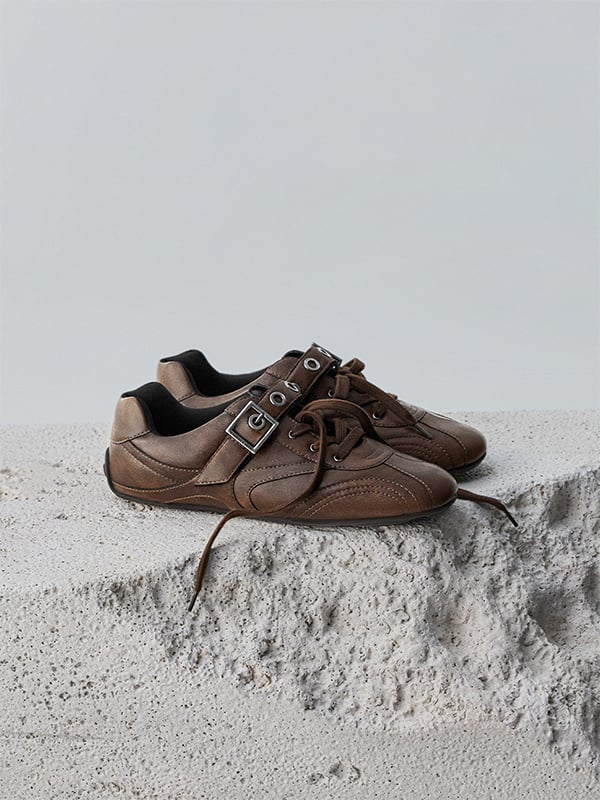 Dark Brown Jollie Grommet Mary Jane Sneakers - CHARLES & KEITH