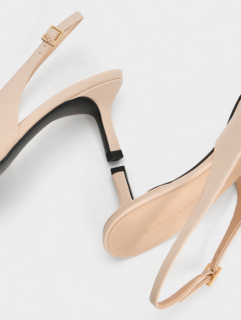 Metallic-Accent Slingback Pumps in chalk – CHARLES & KEITH