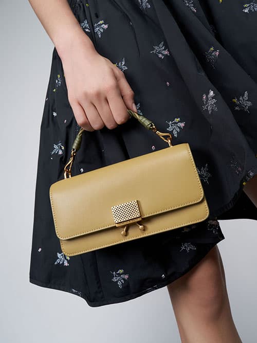 Twist Top Handle Long Wallet, Sand