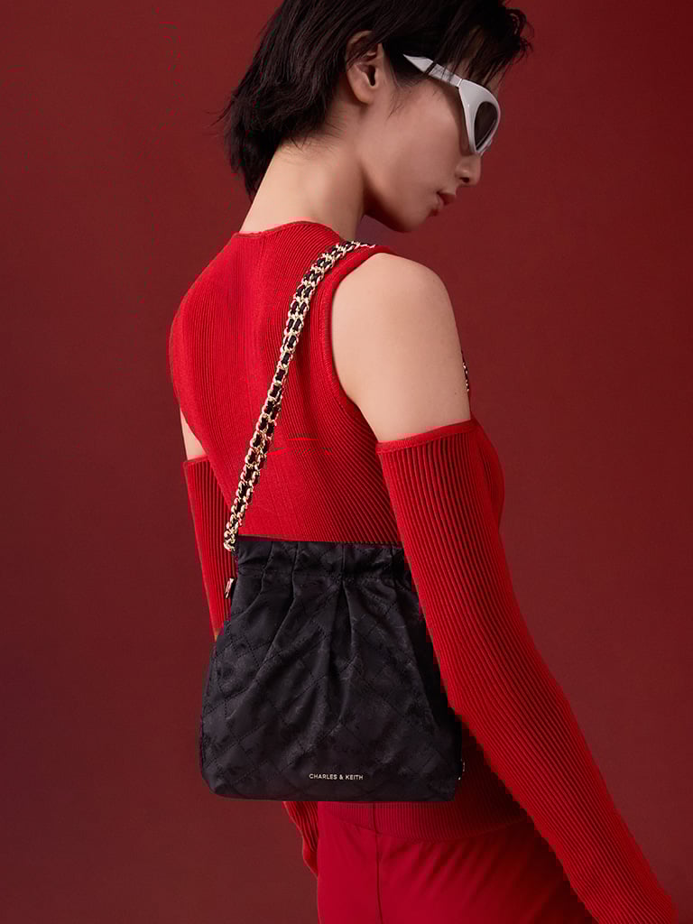 Duo Jacquard Chain-Handle Two-Way Backpack - CHARLES & KEITH