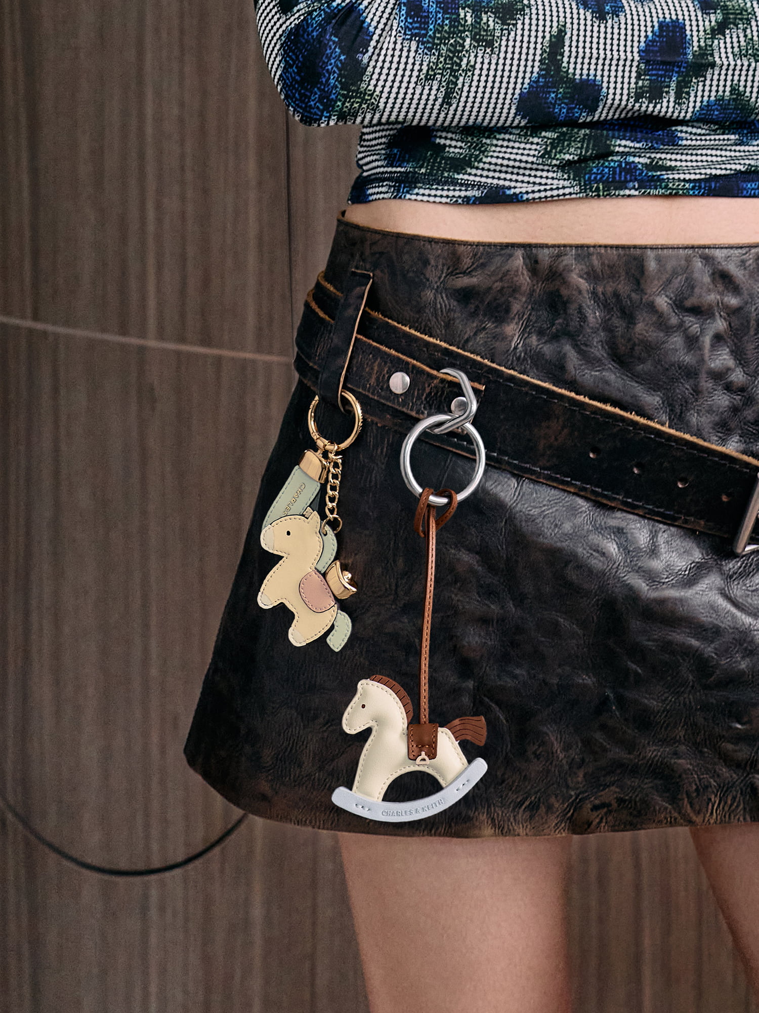 Multicoloured Horse With Gold Ingot Charm, Multicoloured Rocking Horse Charm - CHARLES & KEITH