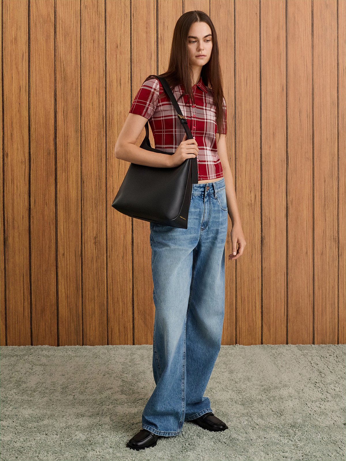 Espresso Brown Khai Recycled Suede Side-Pocket Shoulder Bag - CHARLES & KEITH