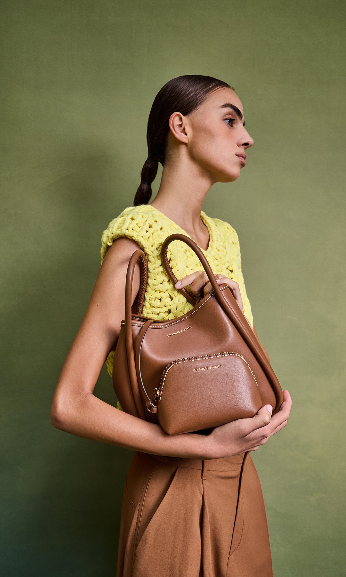 Women's Chocolate Mini Lyla Tubular Tote Bag - CHALES & KEITH