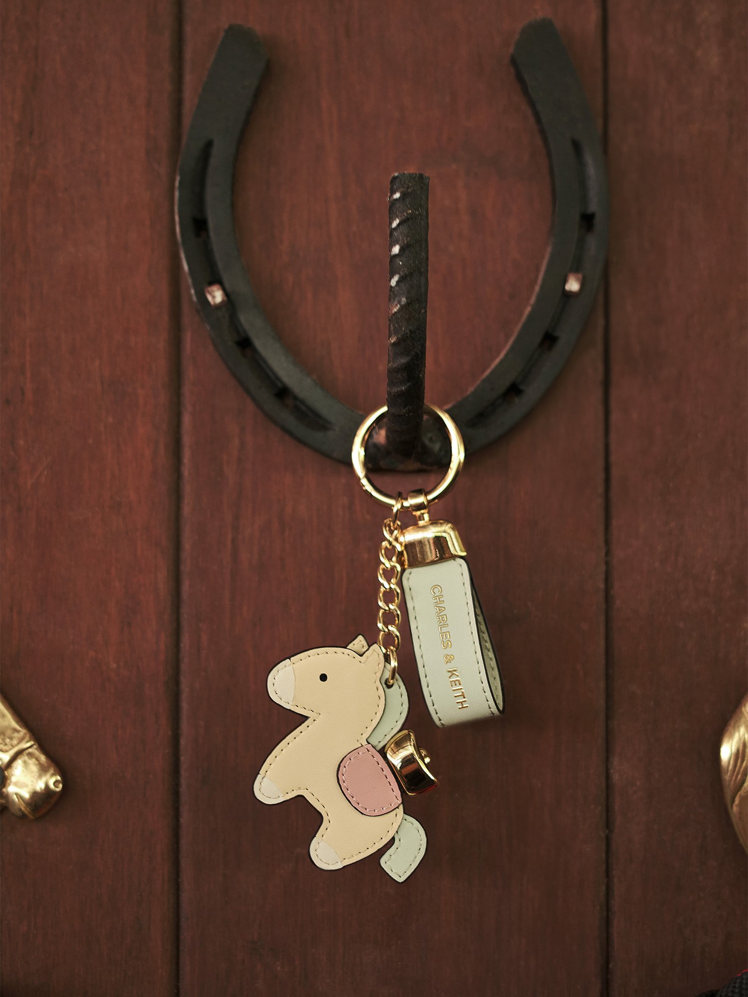 Multicoloured Horse With Gold Ingot Charm, Multicoloured Rocking Horse Charm - CHARLES & KEITH