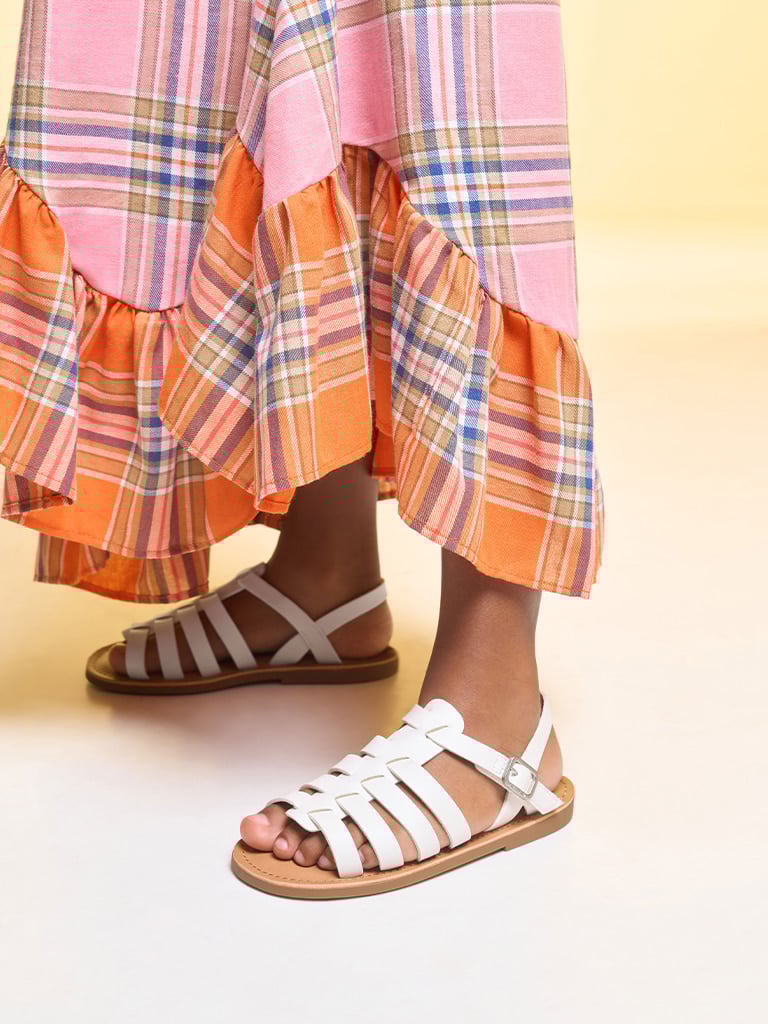 Girls’ caged sandals in white - CHARLES & KEITH