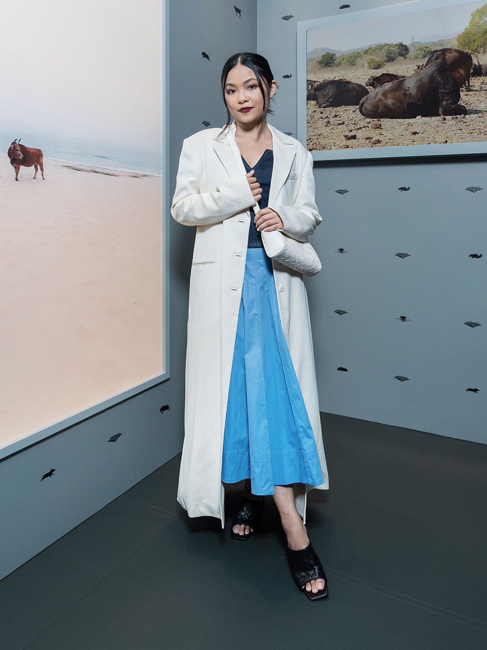 Women’s Ivette woven elongated shoulder bag and woven square-toe heeled mules, as seen on Cecilia Ngan - CHARLES & KEITH