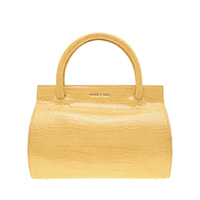 CROC-EFFECT DOUBLE TOP HANDLE STRUCTURED BAG