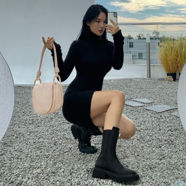 Women’s Luna knotted shoulder handle bag and Billie front-zip ankle boots, as seen on Chailee Son - CHARLES & KEITH