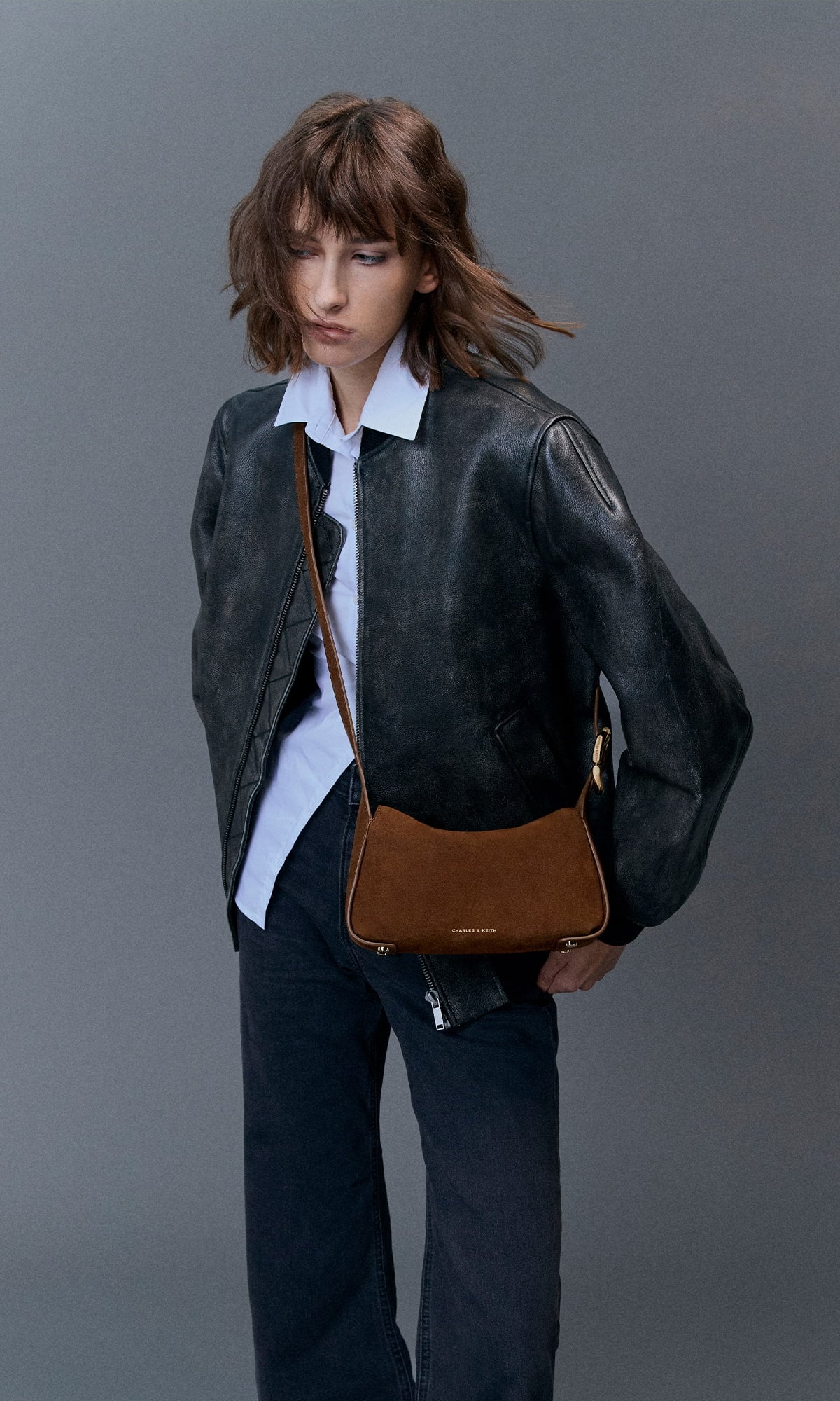 Pecan Brown Aislin Shoulder Bag  - CHARLES & KEITH
