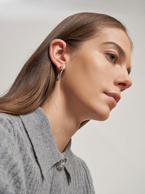 Swarovski® Crystal Embellished Heart Hoop Earrings