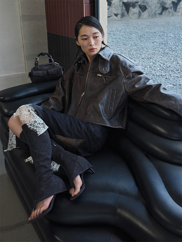 Rachel Denim Multi-Pocket Bowling Bag, Aether Denim Thong Boots - CHARLES & KEITH