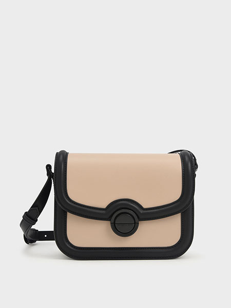 Push-Lock Crossbody Bag - Tan