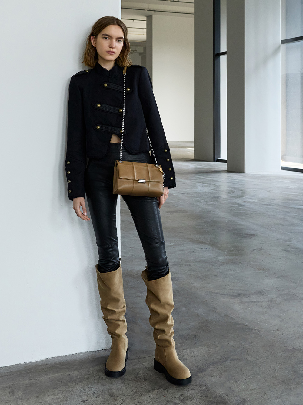 Delfina quilted chain-strap shoulder bag in walnut brown - CHARLES & KEITH