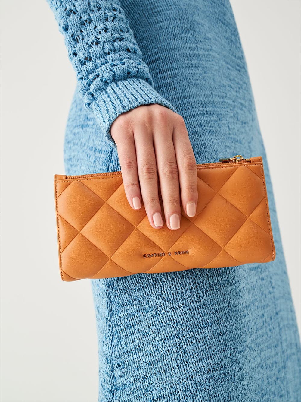 Women's pumpkin Danika quilted long wallet - CHARLES & KEITH