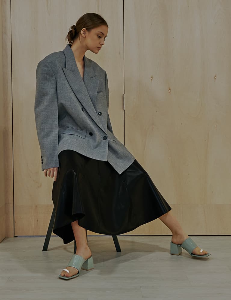 Women’s snake print block heel mules in green – CHARLES & KEITH - Mobile