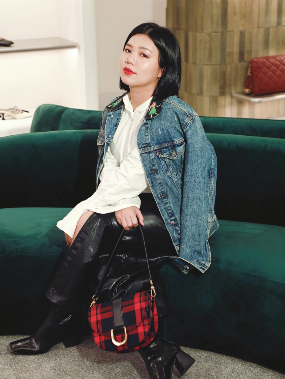 Women’s tartan print Gabine saddle bag and zip-up block heel ankle boots, as seen on Tang Siu Hau – CHARLES & KEITH