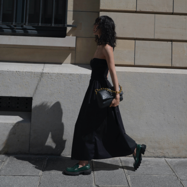 Women’s Perline chunky loafers in dark green, as seen on Xiayan Guo - CHARLES & KEITH