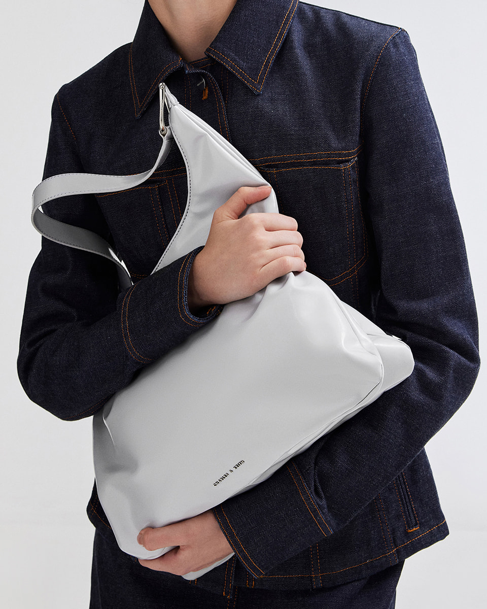 Women’s Lumen slouchy hobo bag in grey (close up)  - CHARLES & KEITH
