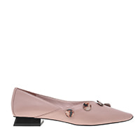 TORTOISESHELL BUTTON DETAIL LEATHER FLATS