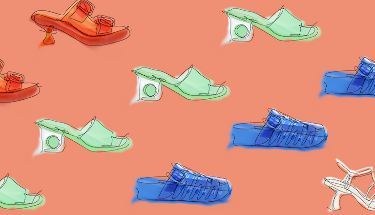 Women’s strappy knotted thong sandals, caged see-through slide sandals, double buckle see-through mules, and clear sculptural heel mules  – CHARLES & KEITH