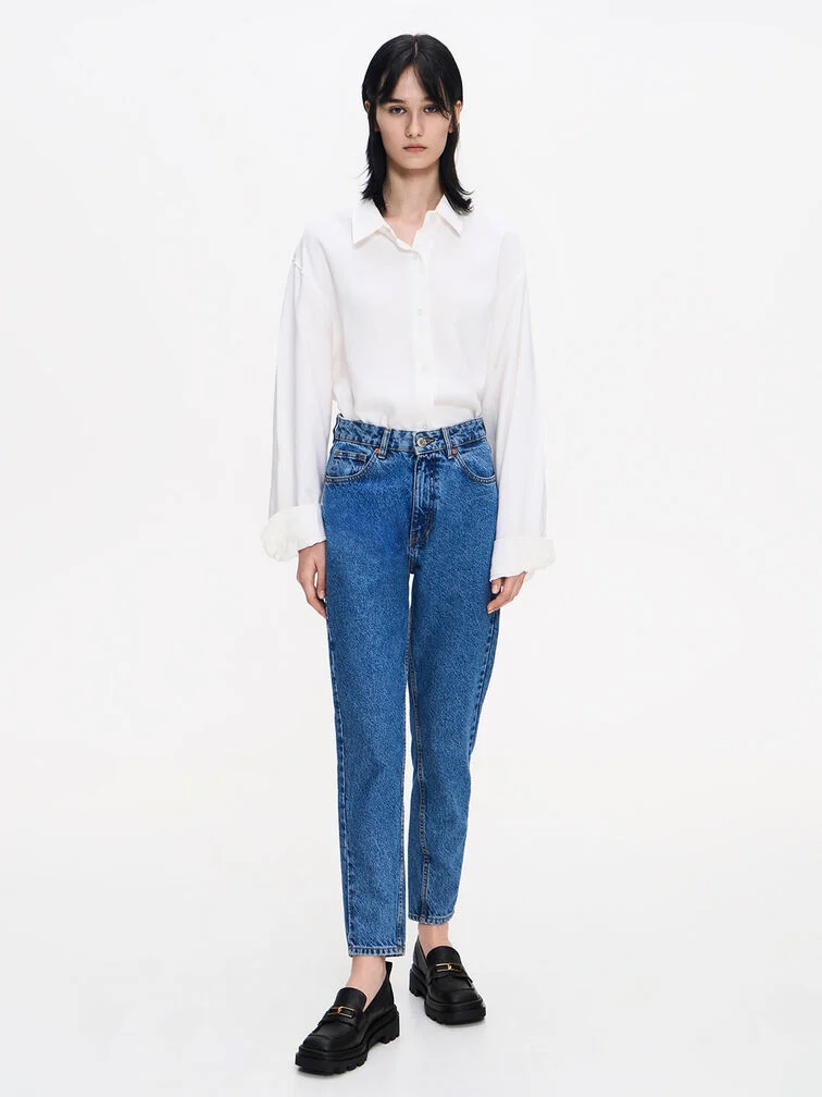 Women’s Gabine leather pull-tab loafers in black – CHARLES & KEITH