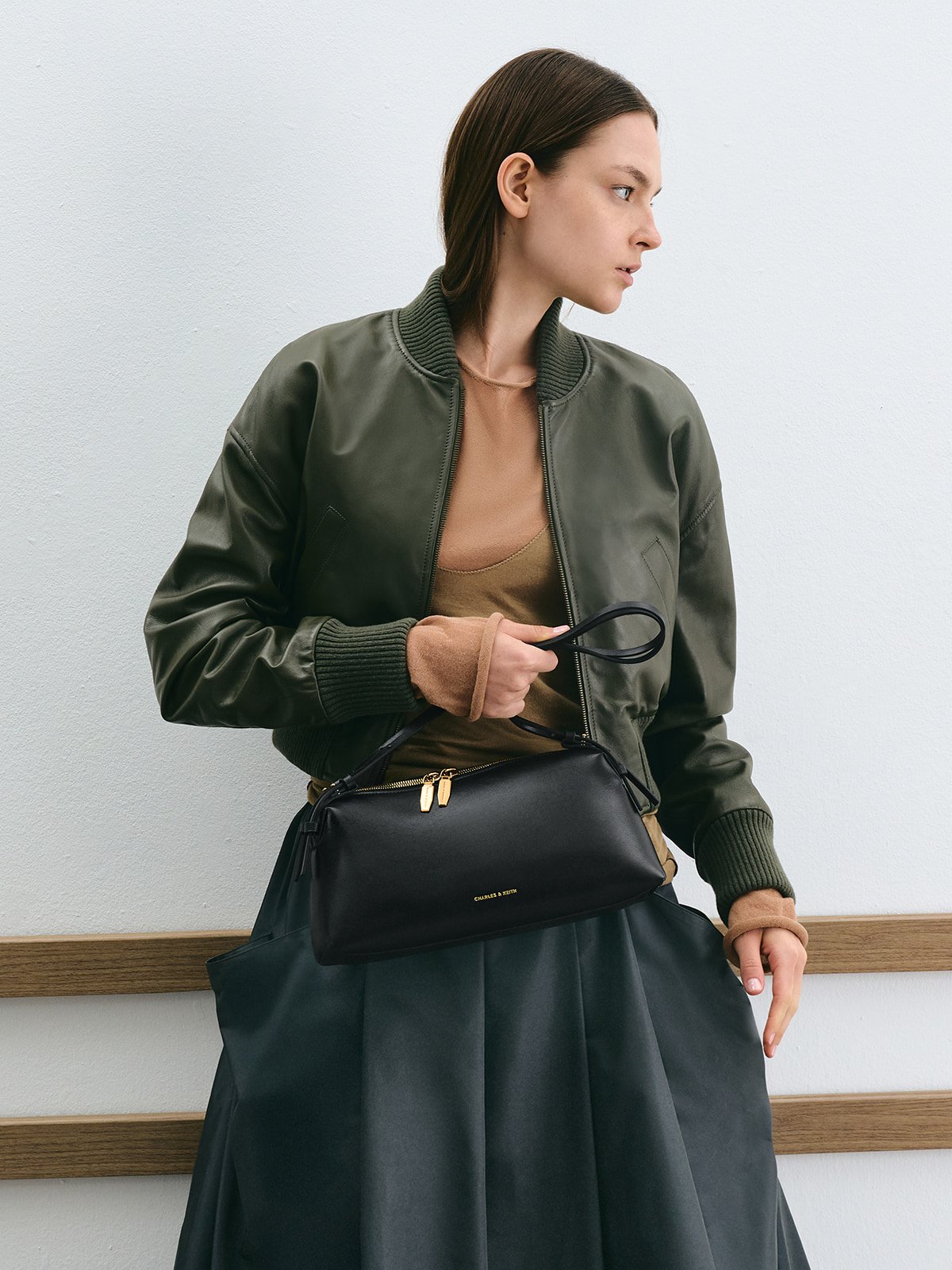 Silver Arwen Metallic Quilted Top Handle Vanity Bag - CHARLES & KEITH