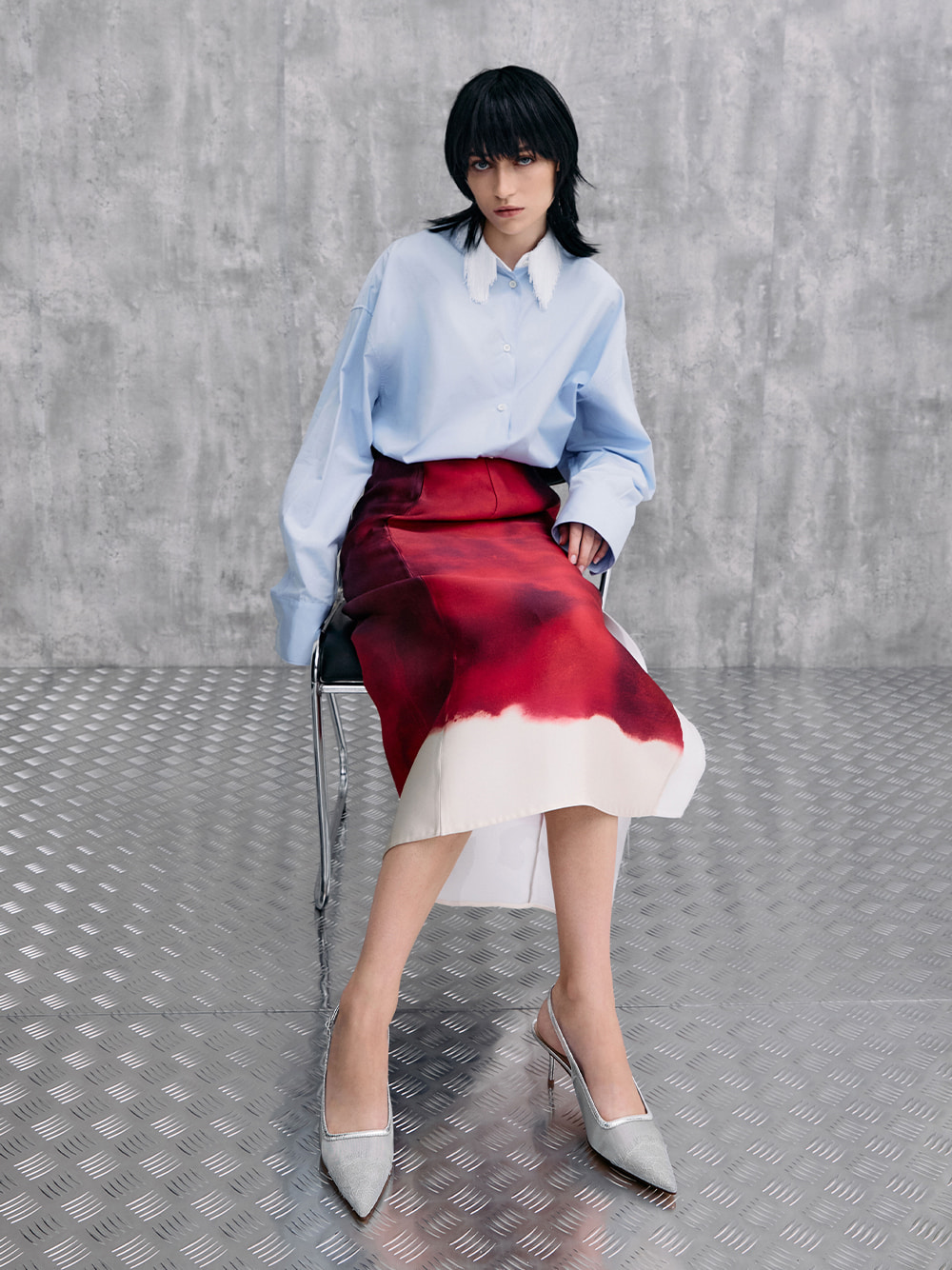 Women’s Mesh & Lace Pointed-Toe slingback pumps in silver - CHARLES & KEITH