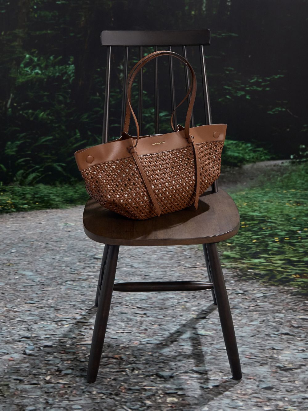 Pale Olive Philomena Raffia Flower Bowling Bag - CHARLES & KEITH