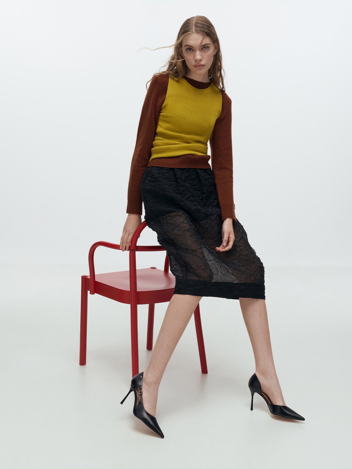 White Jayce Crinkle-Effect Leather Knot-Bow Kitten-Heel Mules - CHARLES & KEITH