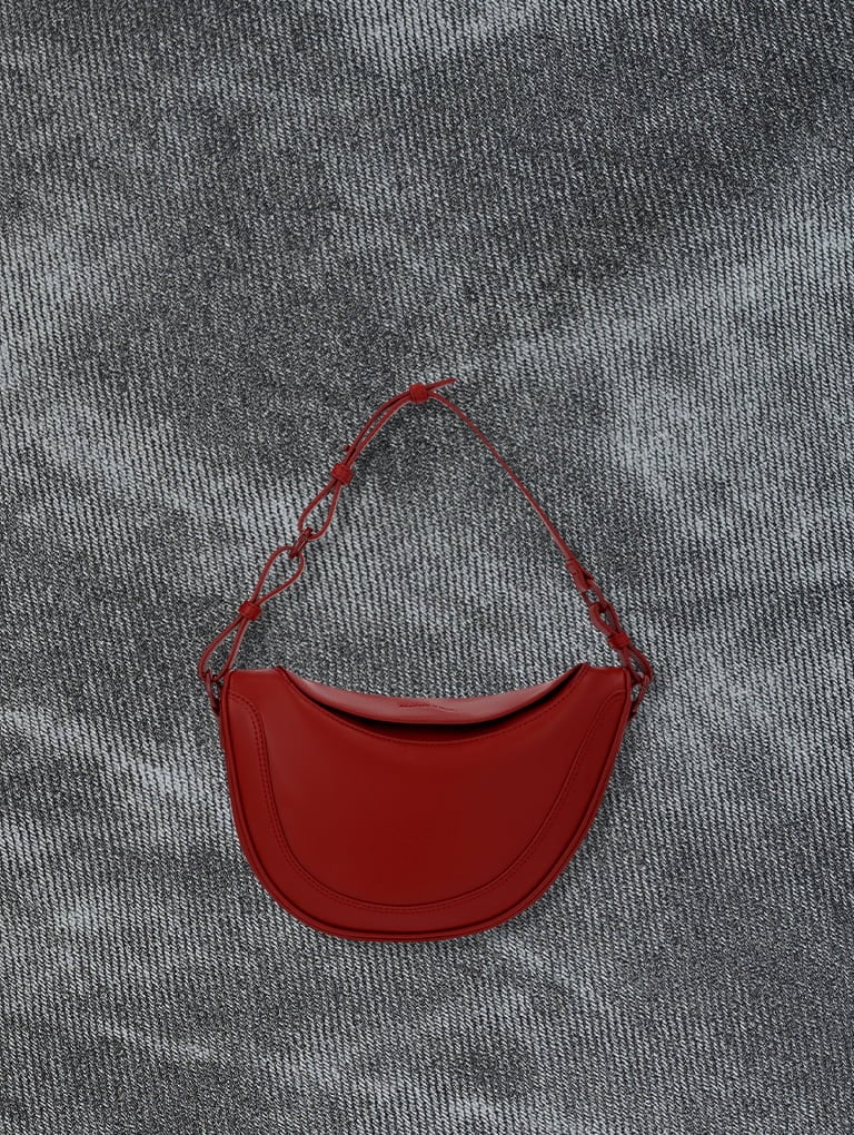 Women’s Asymmetrical Saddle Bag in red