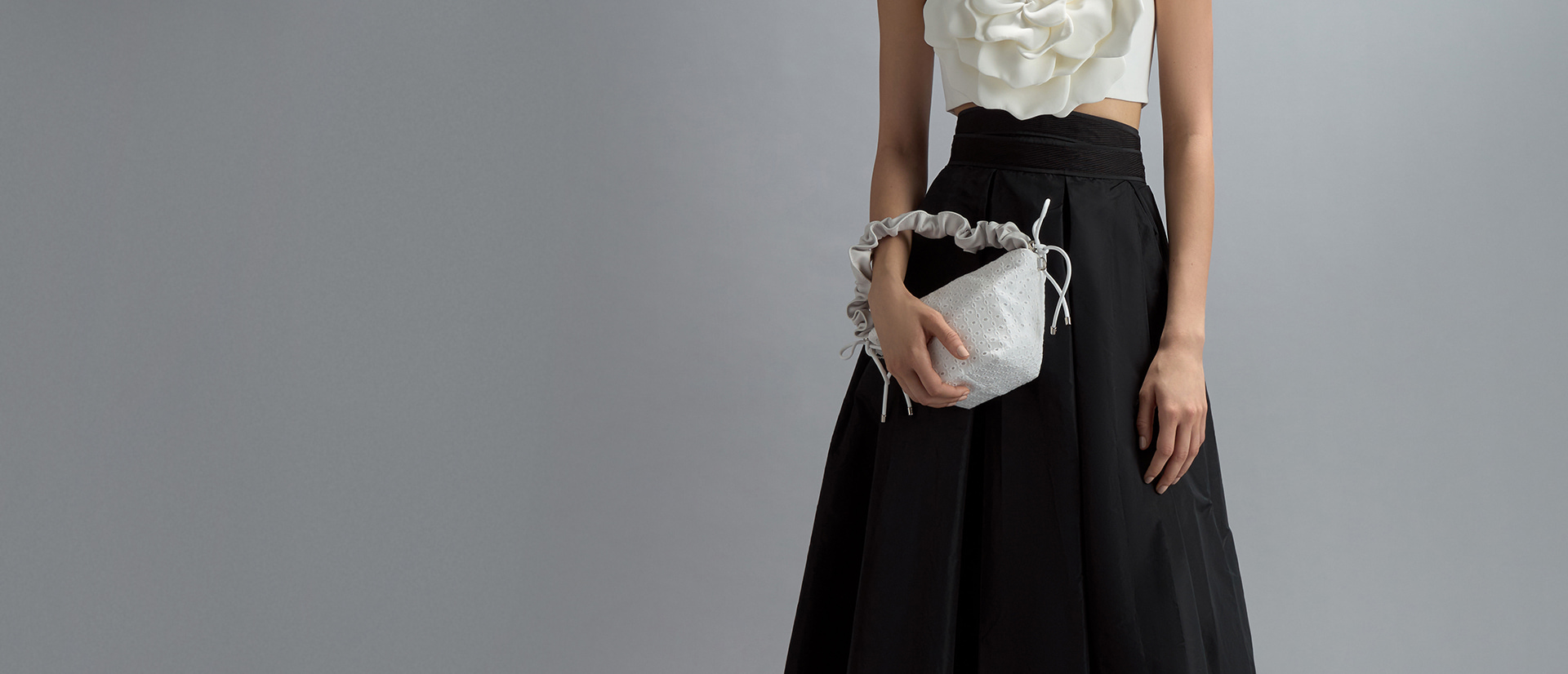 Women’s leather & lace ruched top handle bag in white - CHARLES & KEITH