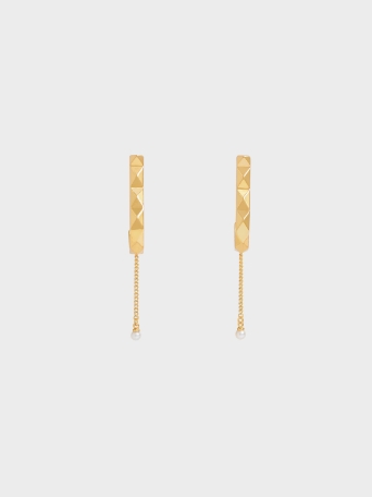 Geometric Pearl Drop Earrings