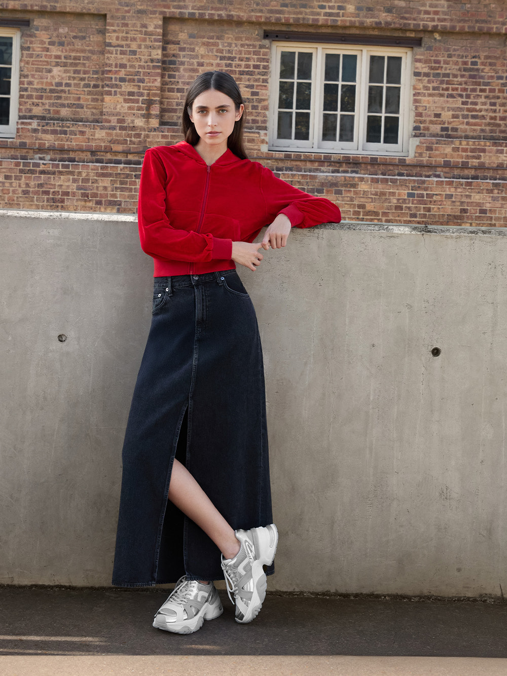 Women's Metallic Mesh Contrast-Trim Chunky sneakers in silver - CHARLES & KEITH