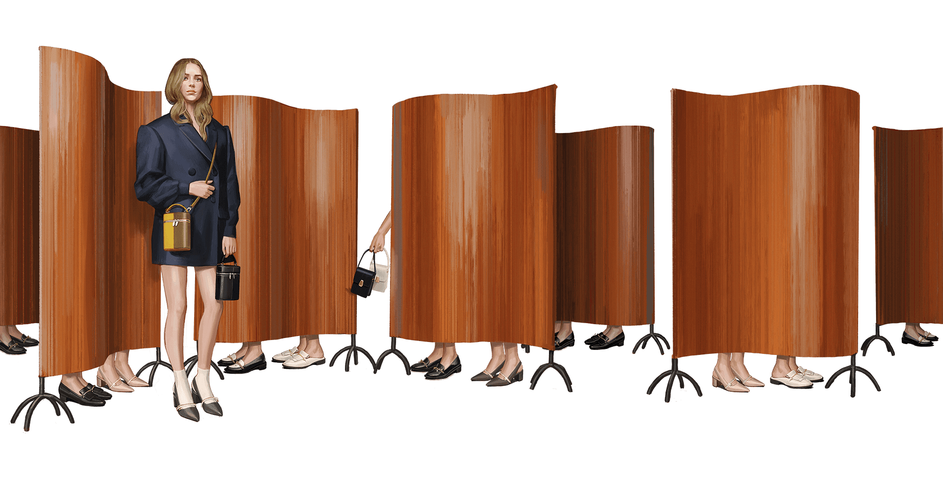 A line-up of slingback pumps, chain link loafers, fringed mules and elongated front flap bags - CHARLES & KEITH - Web - Divider