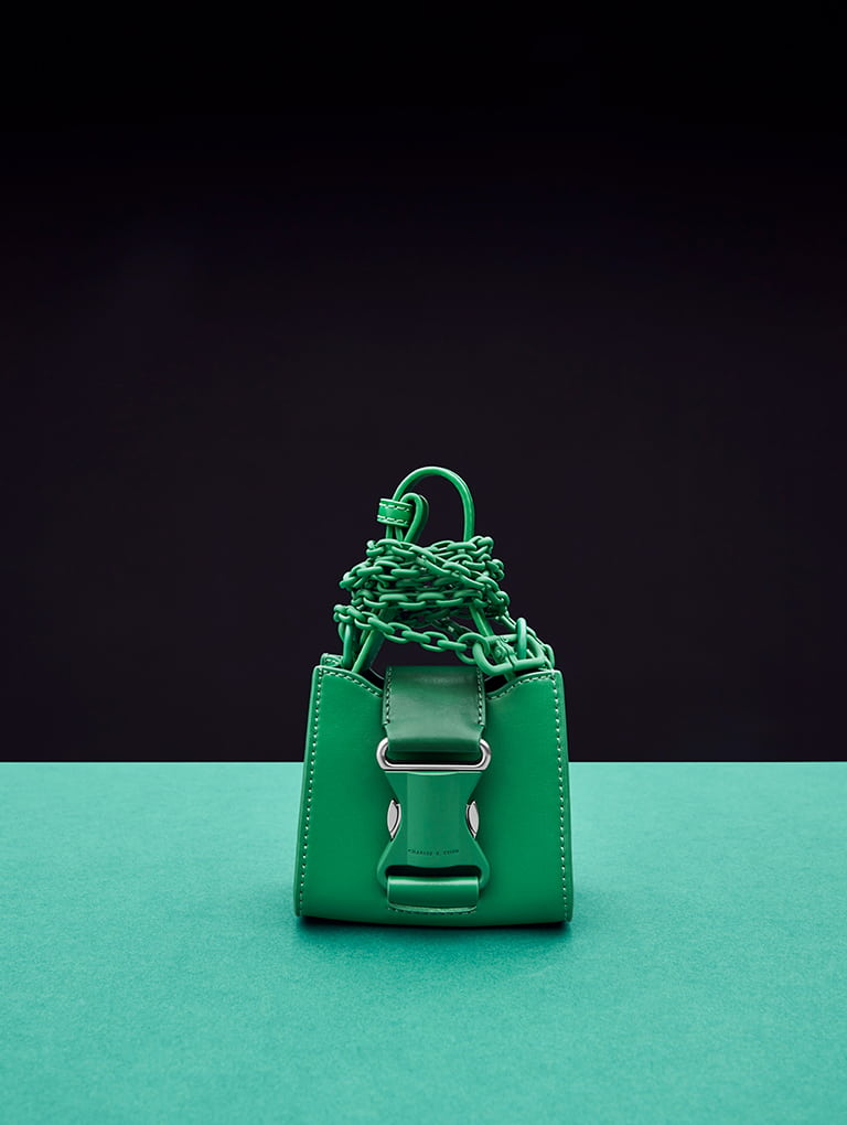 Women’s Ivy top handle mini bag in green  - CHARLES & KEITH