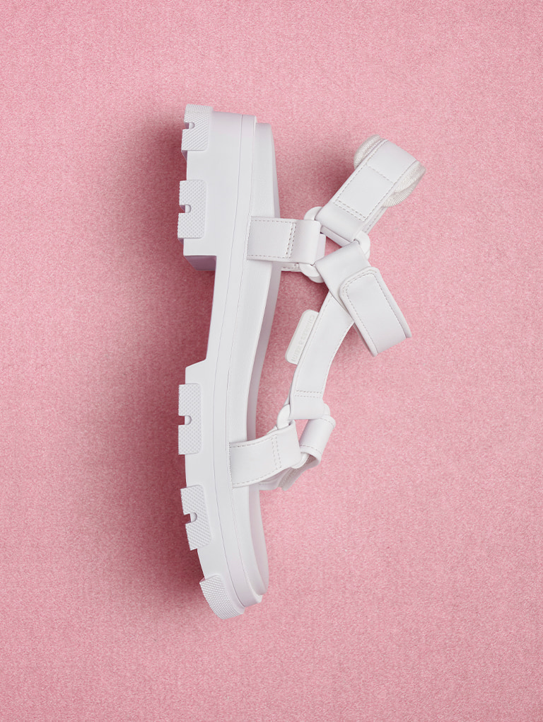 Girls' Satin Sports Sandals in white - CHARLES & KEITH