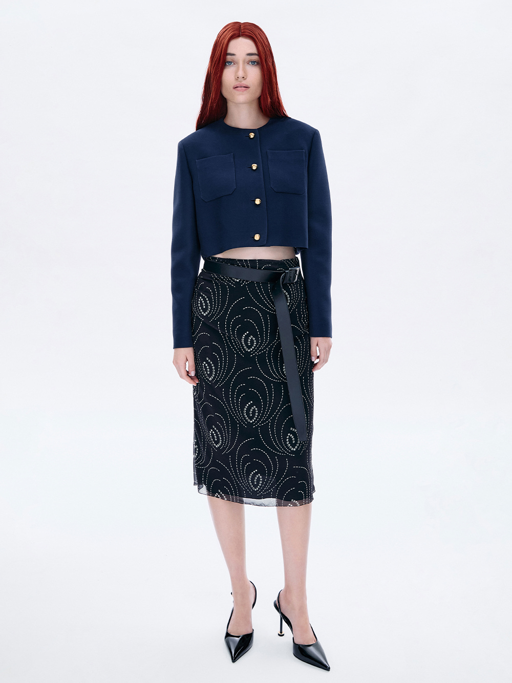 Women’s Patent Pointed-Toe Sculptural-Heel Slingback Pumps in black patent - CHARLES & KEITH